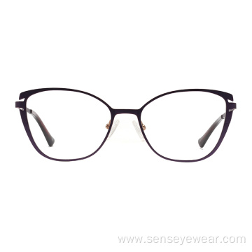 Luxury Bevel Metal Women Cat Eye Optical Frames